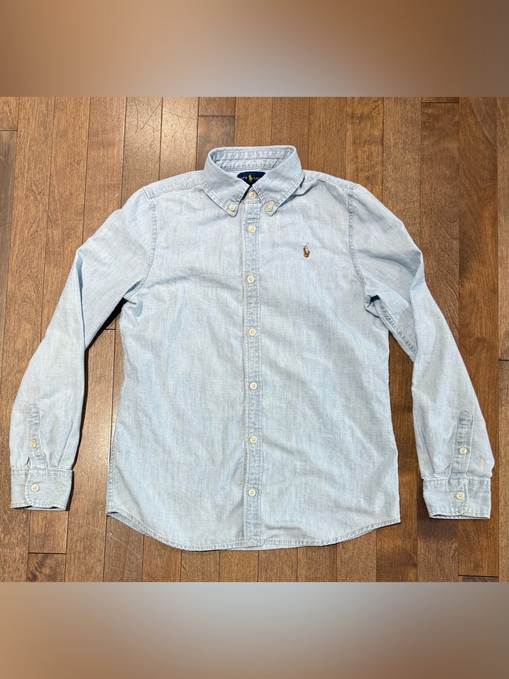 Ralph Lauren Kids Button‑Down Shirt – Size 14, Light Blue